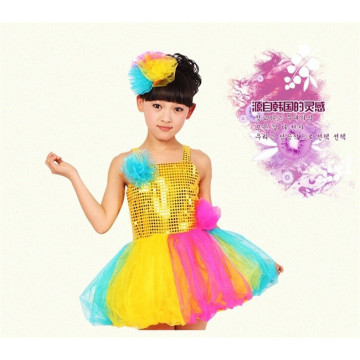 Stunning Sequin lycra leotard children stage dance dress /tutu dress costume for child